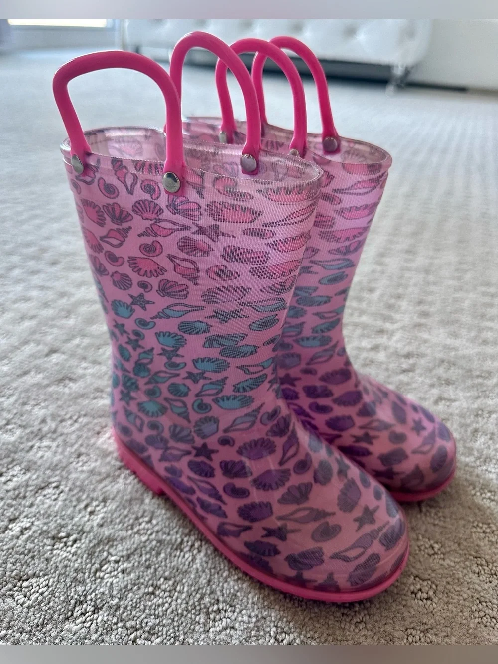 Capelli New York Ombre Seashell Print Rain Boots Toddler Girls Size 10 Pink Blue